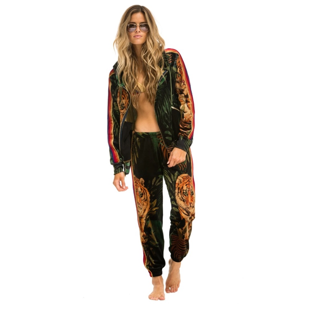 Aviator Nation Velvet Black Jungle Tiger Pants